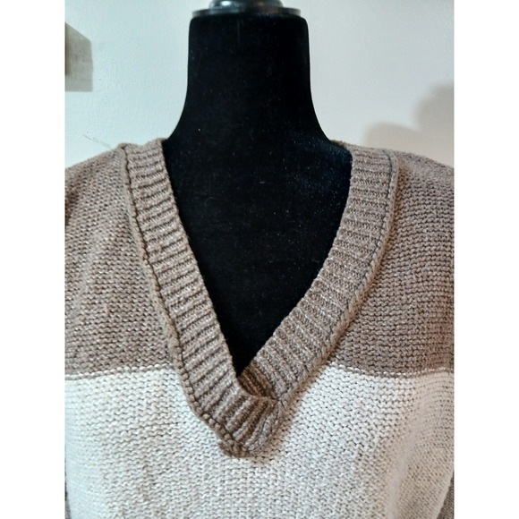 Universal Thread Women Striped V Neck Long Sleeve Sweater Size M - Picture 6 of 7